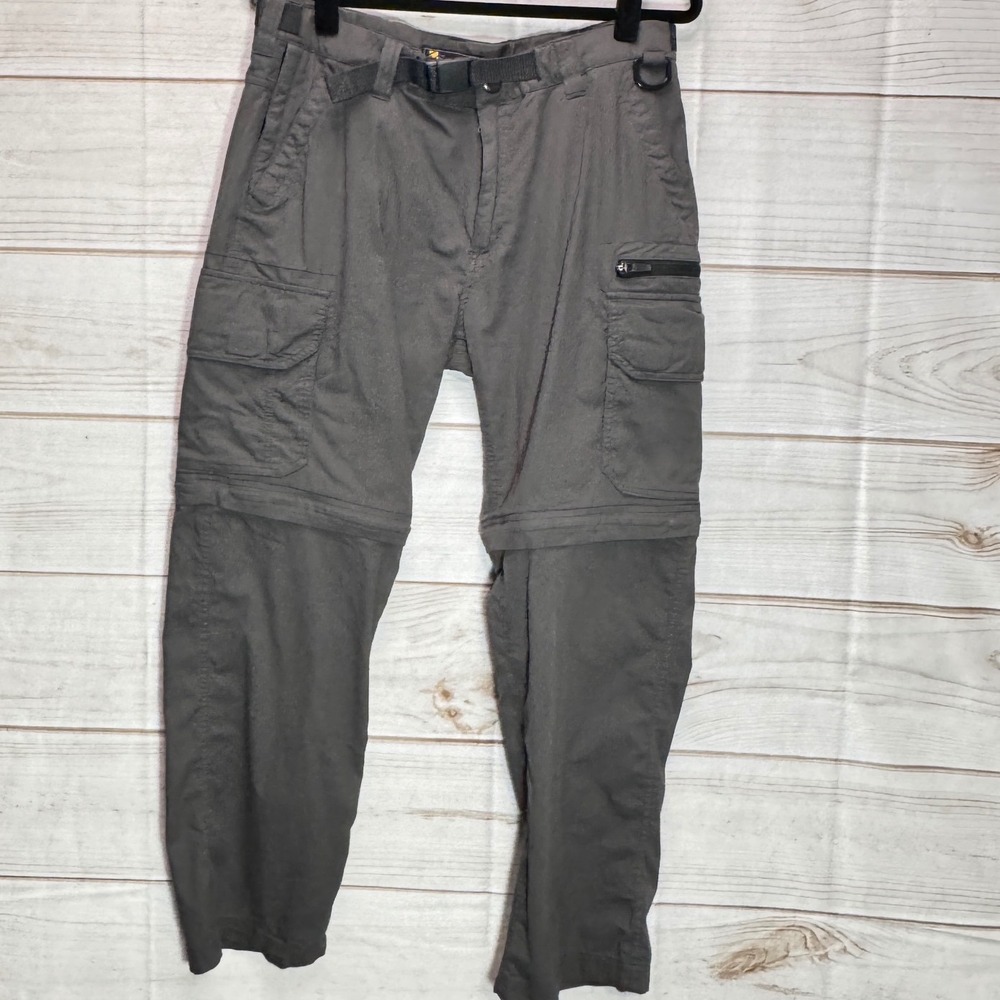 BC Clothing Mens Convertible Cargo Pants Gray Zip Shorts Hiking Outdoor M x 30
